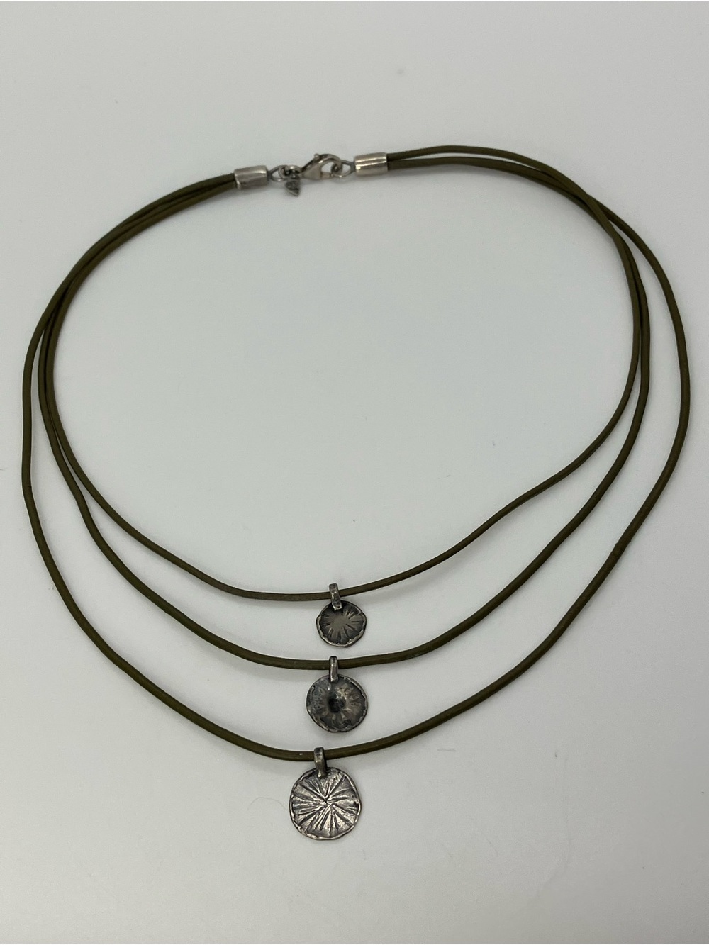 Silpada Olive Multi-Strand Necklace with Silver Disc Charms